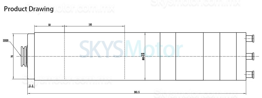 Motor de husillo ATC (cambio autom&aacute;tico de herramientas) refrigerado por agua de 2,2kW, 220V/380V, JGL80-20-24Z/2.2, 0,88Nm, 24000rpm, ISO20